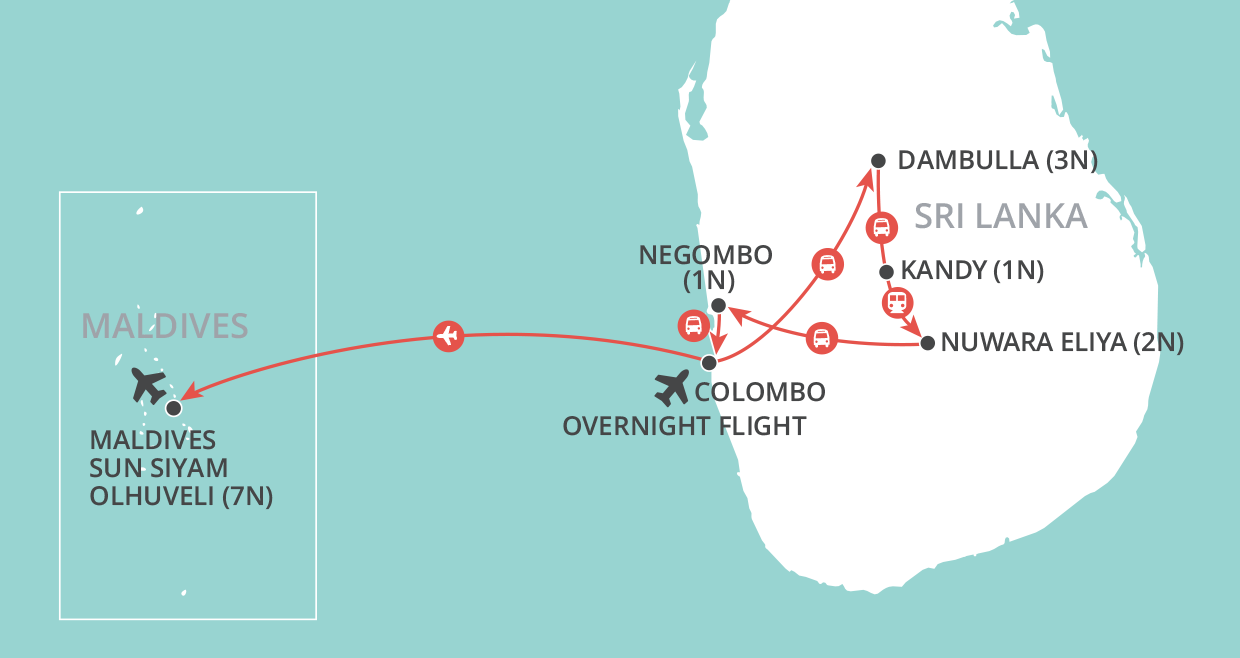 Sri Lanka & Maldives Escape  map
