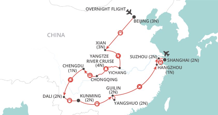 Grand Tour of China map
