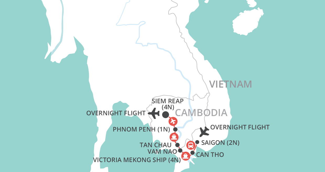 tourhub | Wendy Wu | A Mekong Experience (Main Deck) | Tour Map