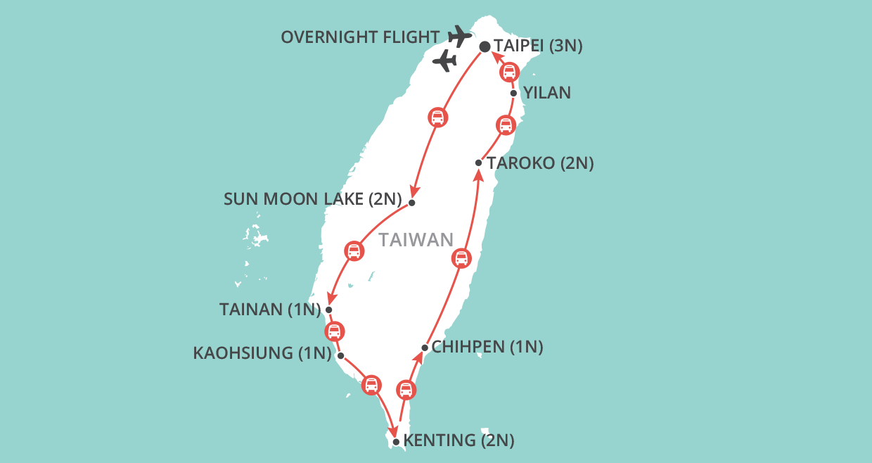 tourhub | Wendy Wu | Treasures of Taiwan | Tour Map