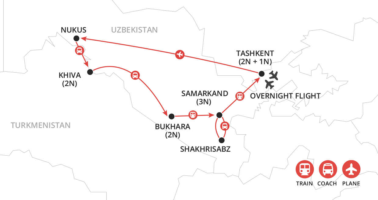 tourhub | Wendy Wu | Ultimate Uzbekistan | Tour Map