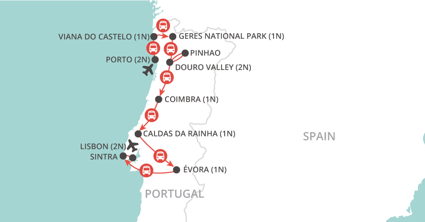 tourhub | Wendy Wu | Portugal Uncovered | Tour Map