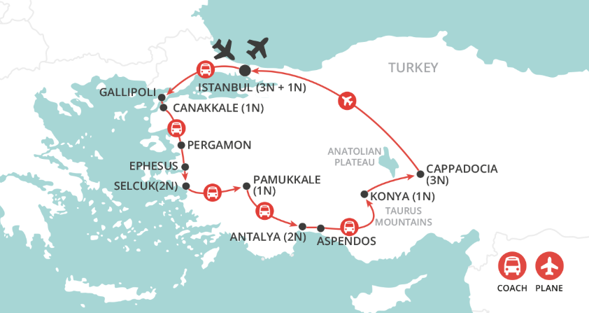 tourhub | Wendy Wu | Treasures of Turkey | Tour Map