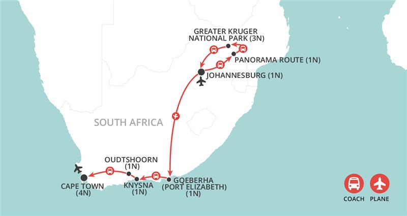 tourhub | Wendy Wu | Kruger to Cape Explored | Tour Map