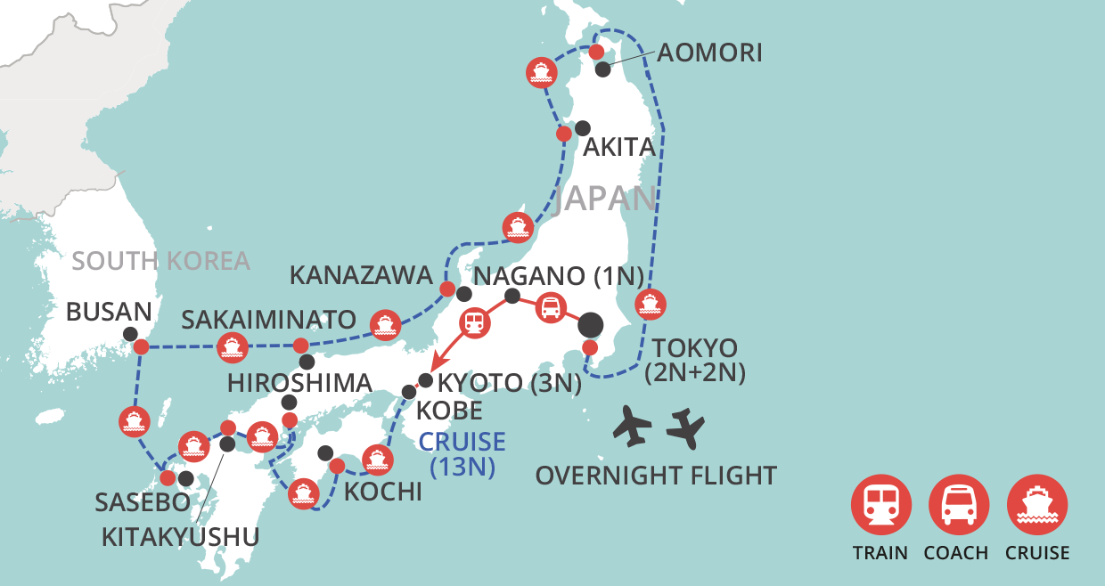 tourhub | Wendy Wu | Japan by Land & Sea | Tour Map