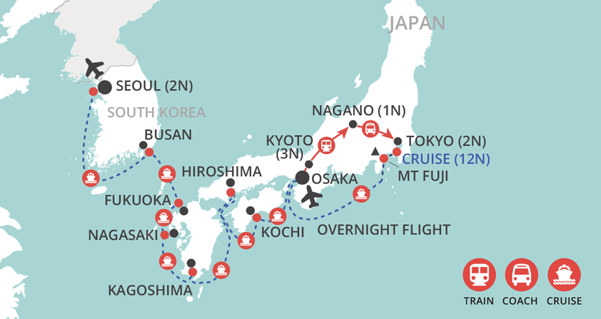 tourhub | Wendy Wu | Osaka to Seoul  | Tour Map