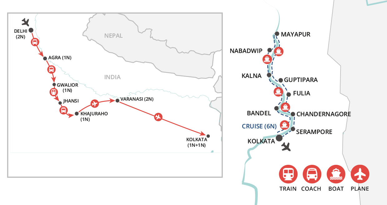 tourhub | Wendy Wu | India & the Sacred Ganges  | Tour Map