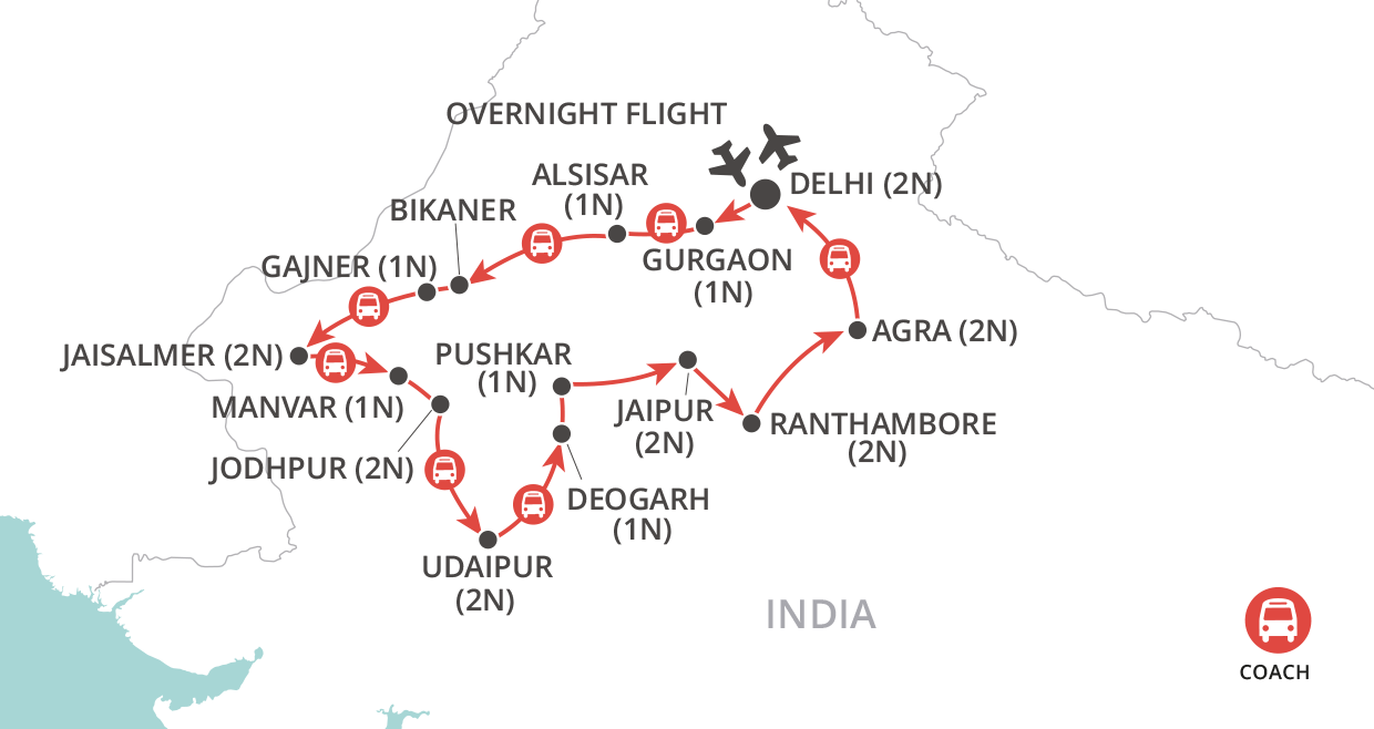 tourhub | Wendy Wu | Rajasthan Panorama | Tour Map