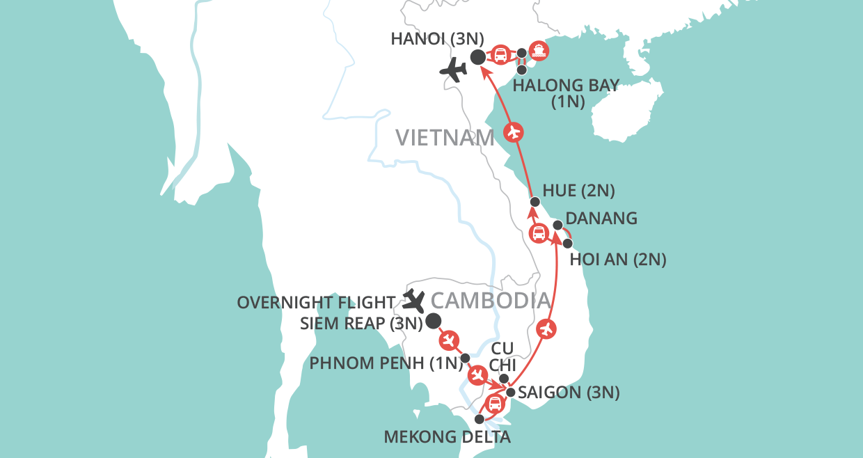 tourhub | Wendy Wu | Angkor to the Bay | Tour Map