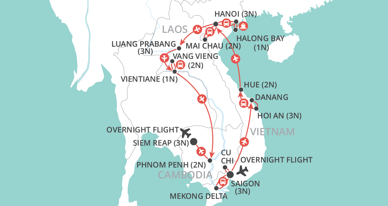 tourhub | Wendy Wu | Grand Tour of Indochina | Tour Map