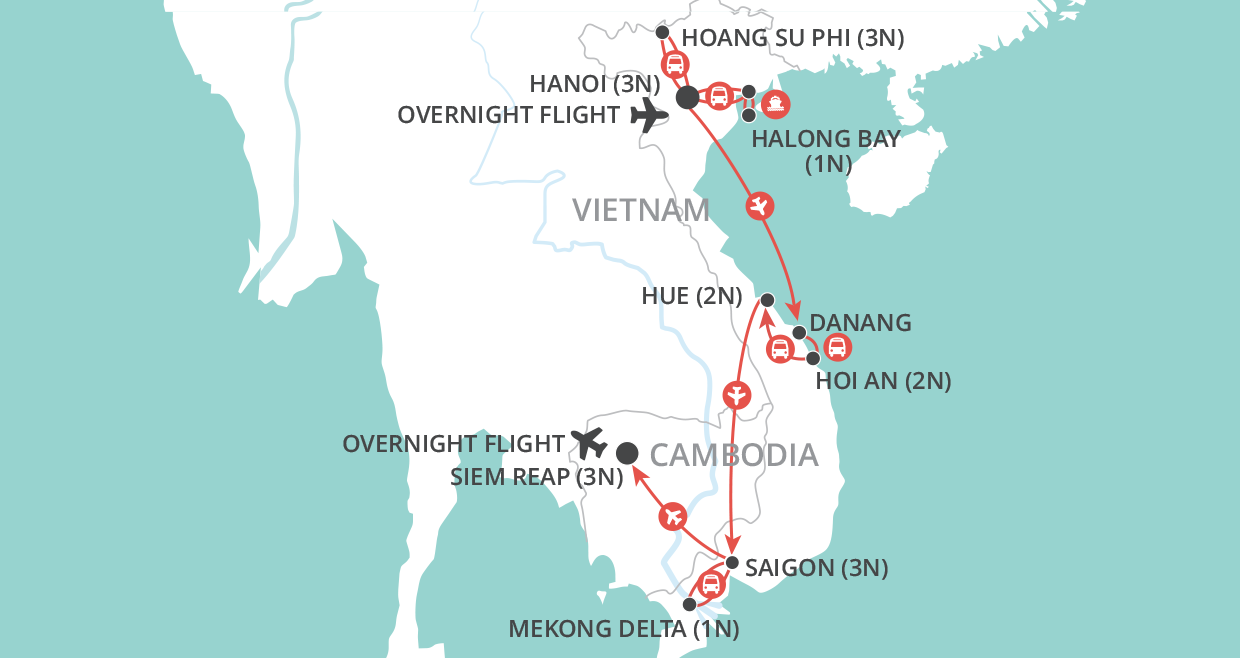 tourhub | Wendy Wu | Vietnam & Cambodia Discovery | Tour Map
