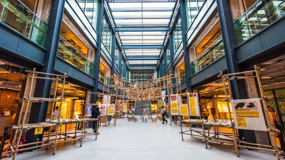 A series of boutique shops in a gentrified industrial building.