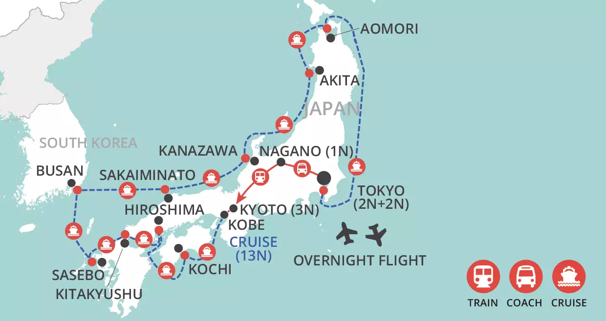 Cruise & Tour - Japan by land & sea