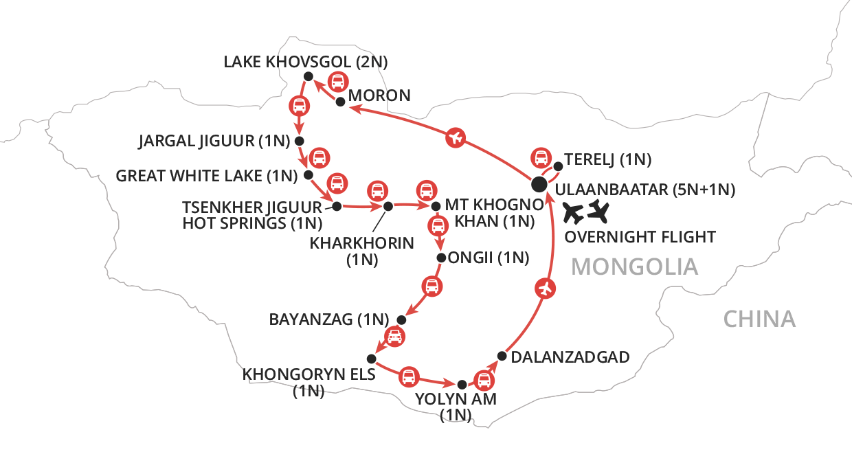 Mongolia & Naadam Festival Reversed map