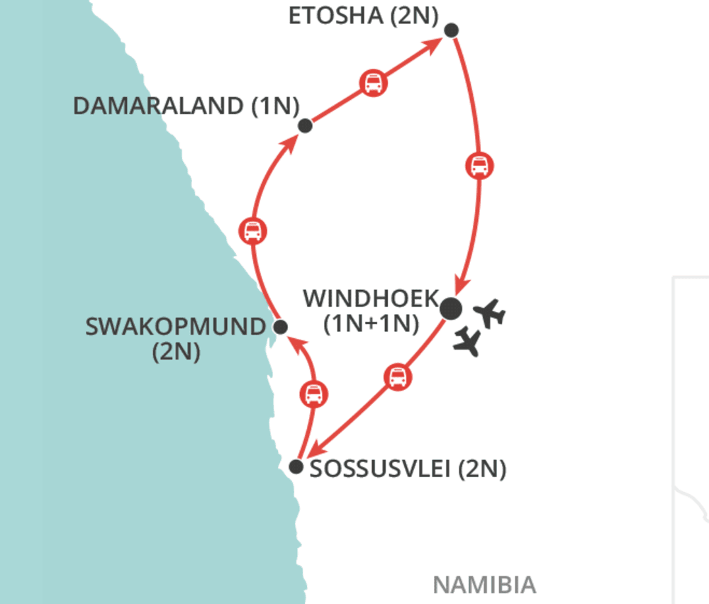 Namibia Adventure  map