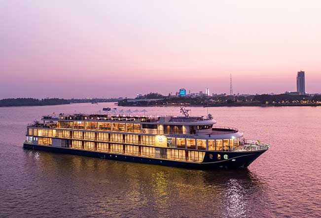 The 35-cabin 4* Victoria Mekong cruises serenely back and forth between the Cambodian capital Phnom Penh, and the Vietnamese town of Can Tho in the Mekong Delta each week. This elegant ship makes a wonderful addition to any private tour of Vietnam and Cambodia.