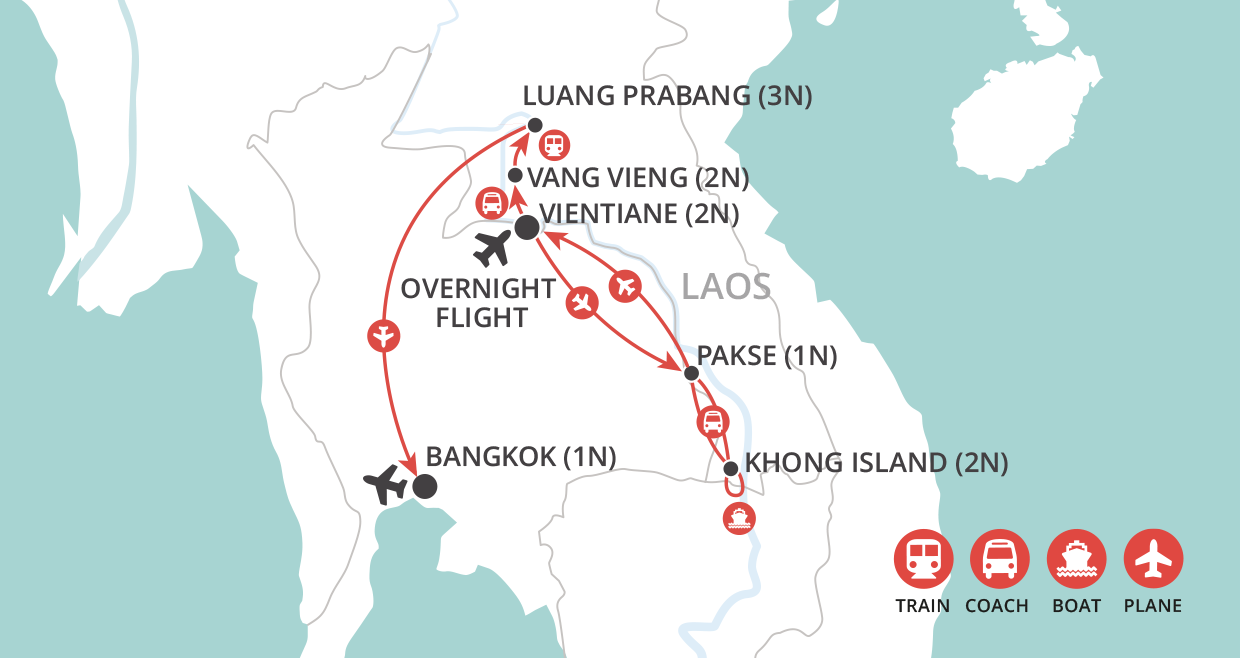 Laos: Top to Toe map