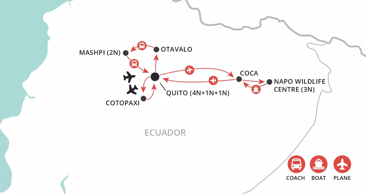 Ecuador & Amazon Explorer map